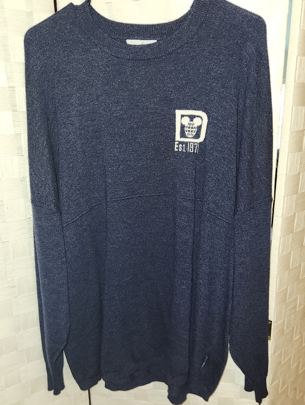 Walt Disney Spirit Jersey Navy Blue Sz L Mens Knit Sweater